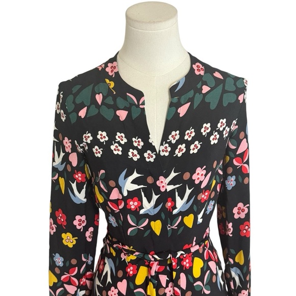 Boden Floral Long Sleeve Dress - Black and Multicolor - Picture 8 of 14